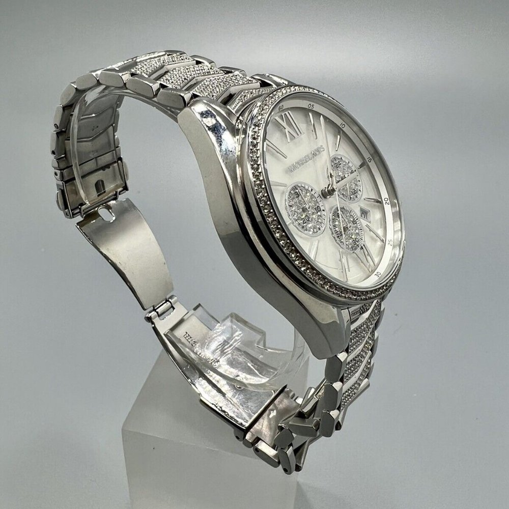 MICHAEL KORS Women's Chronograph Whitney Stainless Steel Pavé Bracelet Watch - Picture 3 of 6